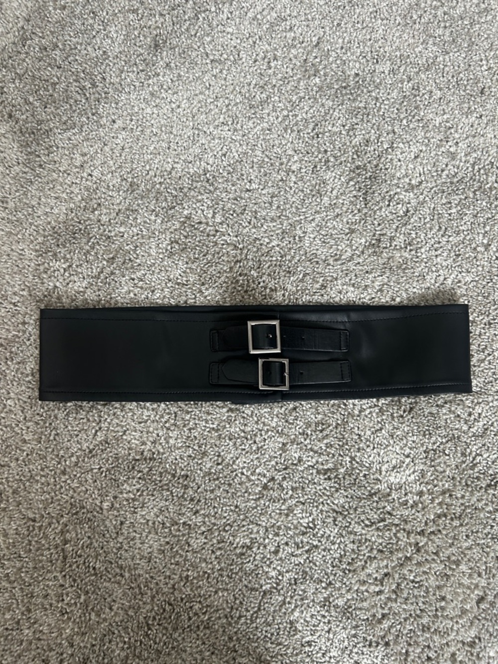 Commence faux leather black  Wide Waist Belt with Double Buckles small